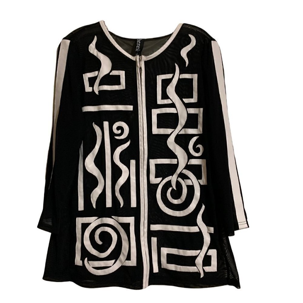 Berek Transparent Faux Leather Mesh Black Zipper Front Jacket Coat Size Large
